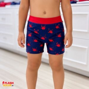 Home Boxer de Bain Enfant Imprimé Bleu Motif Rouge
