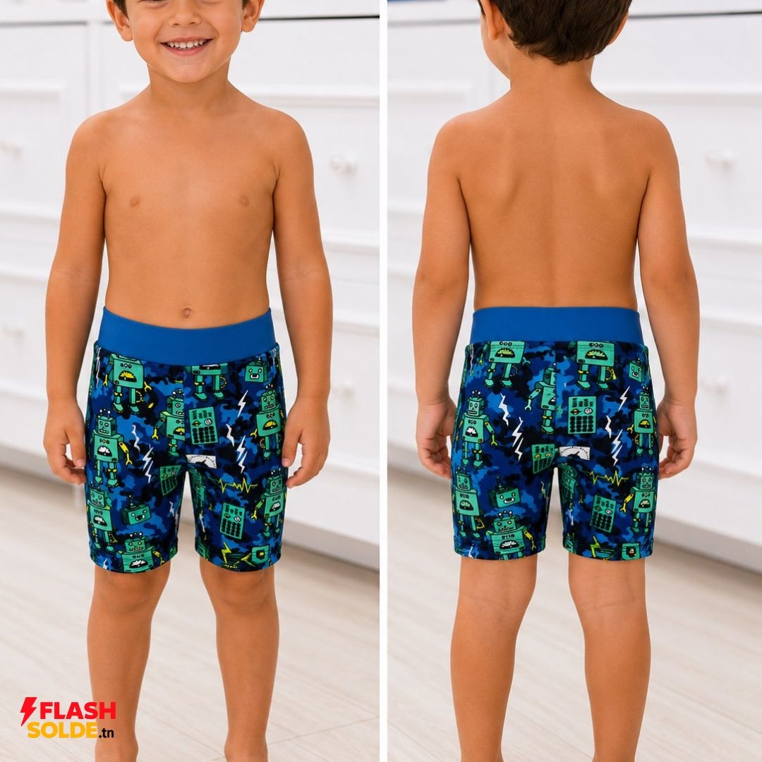 Boxer de Bain Enfant Imprimé Modèle Bleu et Vert Boxer de Bain Enfant Imprimé Modèle Bleu et Vert