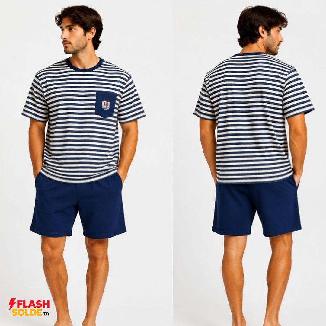 Pyjama Court Homme Été – Ensemble T-shirt & Short Pyjama Court Homme Été – Ensemble T-shirt & Short