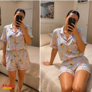 Pyjama Femme Short Imprimé Fruits – 2 Pièces