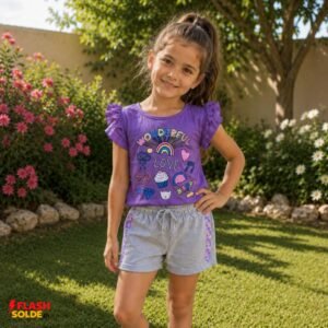 Home Ensemble Fille Wonderful Love – T-shirt à Volants et Short