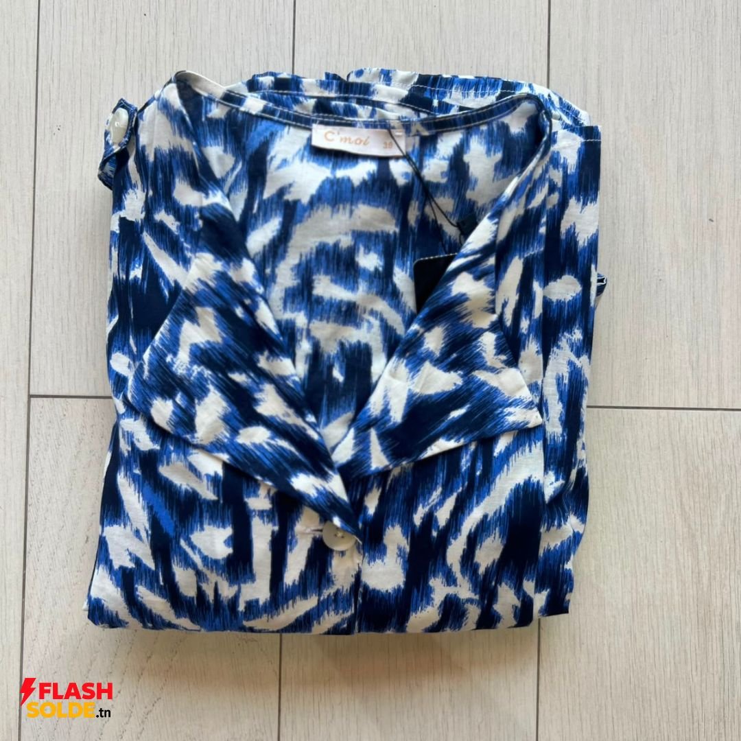 robe midi femme imprimée bleu & blanc avec ceinture à nouer robe midi femme imprimée bleu & blanc avec ceinture à nouer